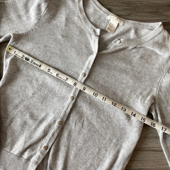 H&M Fine-knit Basic Cotton Cardigan Light Grey Marl Size XS - Picture 6 of 8